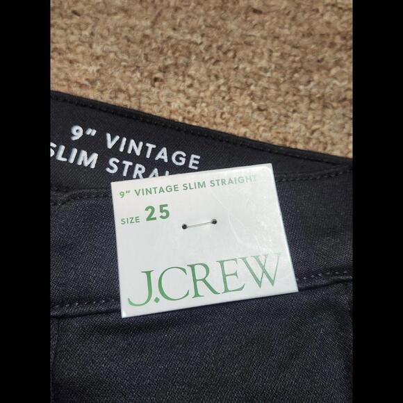 J Crew 9" Mid Rise Vintage Slim Straight Jeans in Charcoal Black Gray Wash Sz 25 - Picture 5 of 12